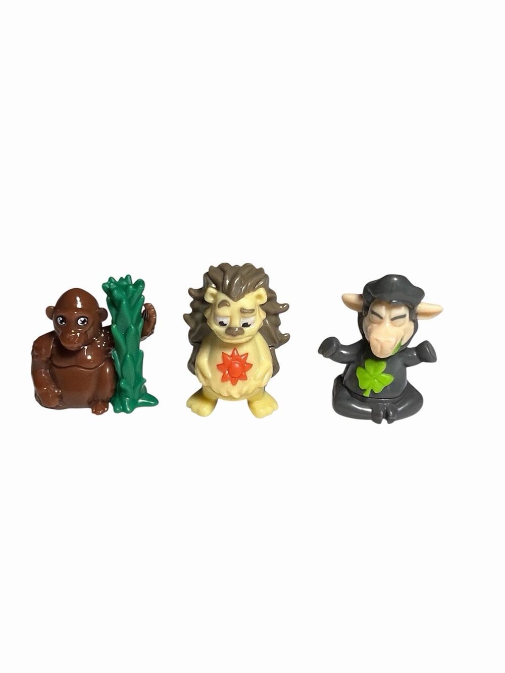 Kinder Joy Surprise Toys Lot of 3 Sunshine Hedgehog , Sheep Lamb Clover, Gorilla